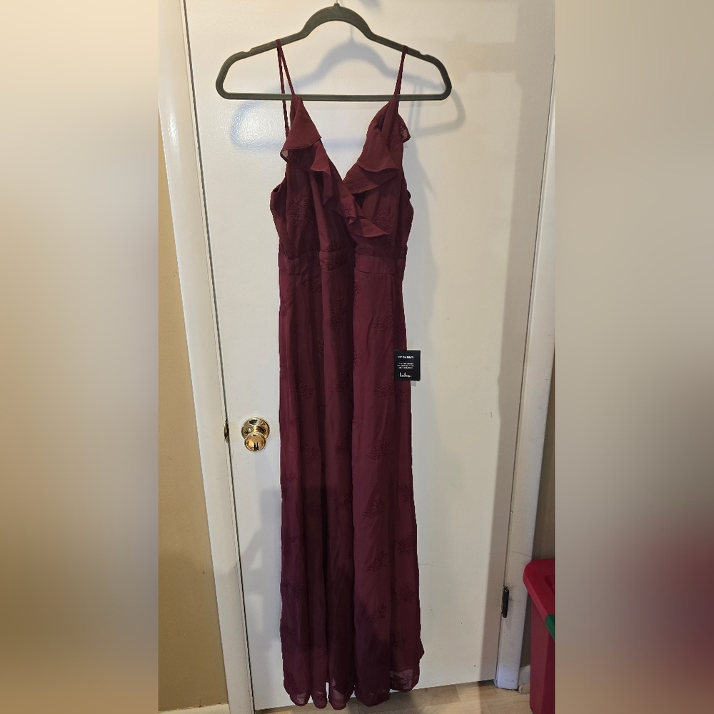 Lulus Flutter And Flow Burgundy Embroidered Maxi - Picture 4 of 13